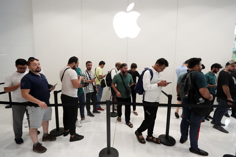 Many had already queued to reserve their slot to visit the Apple Store, which opened for a special launch event at 8am