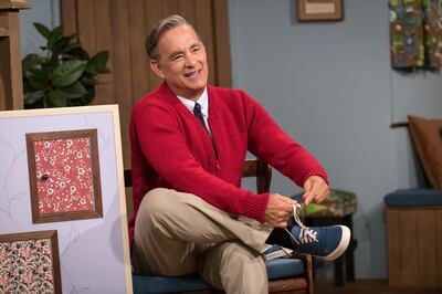 Tom Hanks stars as Mister Rogers in TriStar Pictures' A BEAUTIFUL DAY IN THE NEIGHBORHOOD. Photo by LACEY TERRELL