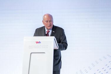 Former US vice president Dick Cheney addresses the Arab Strategy Forum in Dubai. Reem Mohammed / The National