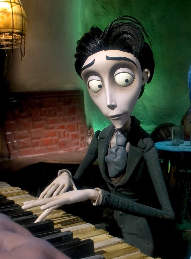 Victor Van Dort, left, voiced by Johnny Depp, and the Corpse Bride, voiced by Helena Bonham Carter,are shown in a scene from Warner Bros. Pictures stop-motion animated fantasy Tim Burtons Corpse Bride. (AP Photo/Warner Bros. Entertainment In.)