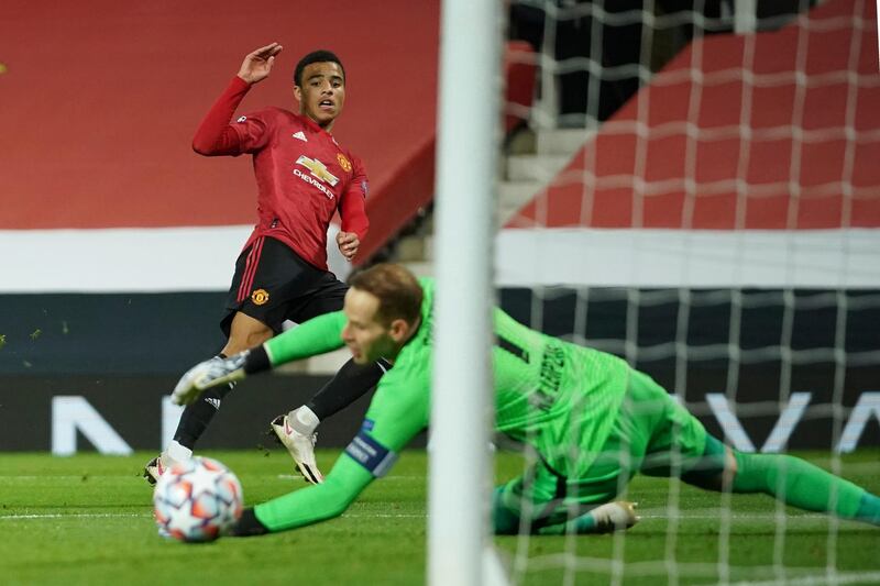 Mason Greenwood scores his side's opening goal. AP