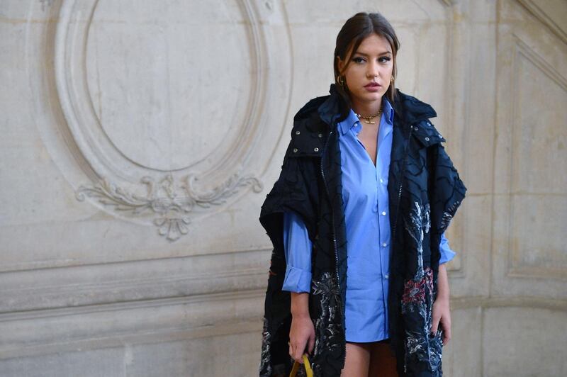 French actress Adèle Exarchopoulos poses during the photocall ahead of the Dior Women's Spring-Summer 2020 Haute Couture show in Paris. AFP