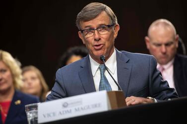 (FILES) In this file photo taken on July 25, 2018 nominee for director of the National Counterterrorism Center, Joseph Maguire, speaks during his confirmation hearing before the Senate Intelligence Committee on Capitol Hill in Washington, DC. US President Donald Trump announced Thursday that his respected Deputy Director of National Intelligence was resigning, the latest chapter in a broad reshuffle at the top of the country's spy agencies. / AFP / NICHOLAS KAMM