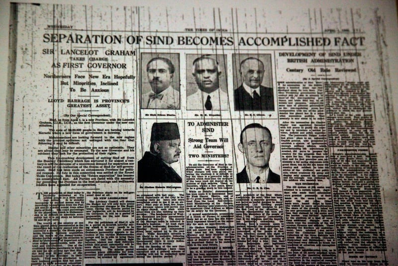 In this Aug. 12, 2017 photo, an old newspaper clipping from the Times of India before the division of British India, hangs on the wall of the Partition Museum that is set to open later this week in Amritsar, India, 32 kilometres (20 miles) from border with Pakistan. India's first partition museum tells the stories of those who survived the chaos and bloodshed 7 decades ago. (AP Photo/Rishabh R. Jain)