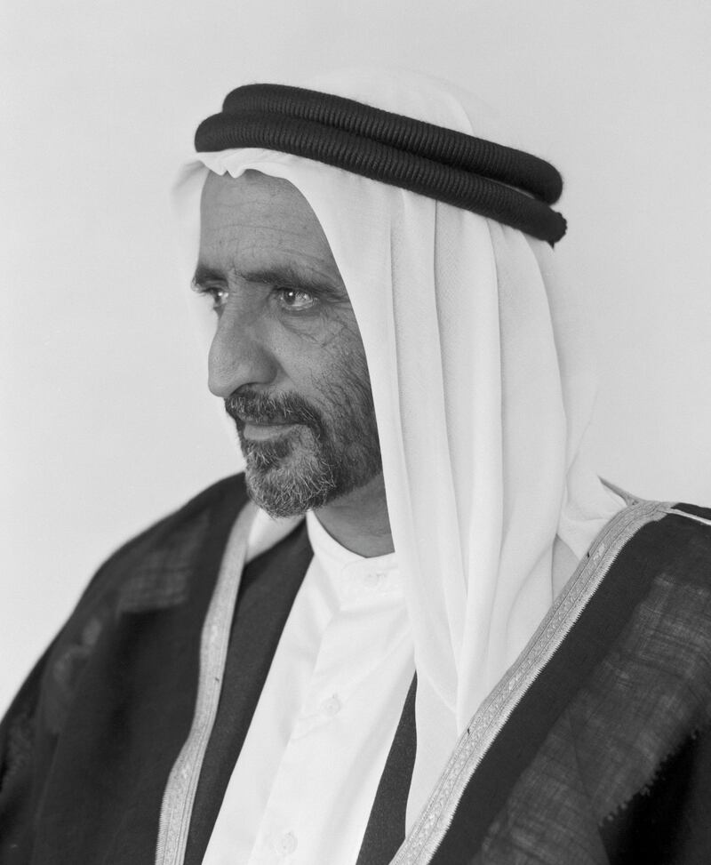 A portrait of Ruler of Dubai Sheikh Rashid from around the time. National Portrait Gallery via Dubai Media Office