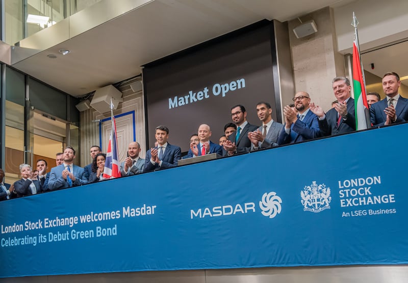 Masdar lists its first green bond on the London Stock Exchange. Photo: Masdar