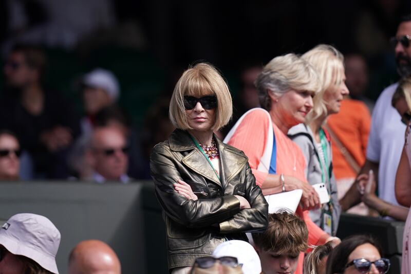 Dame Anna Wintour in the stands during day six of the 2022 Wimbledon Championships. PA Wire