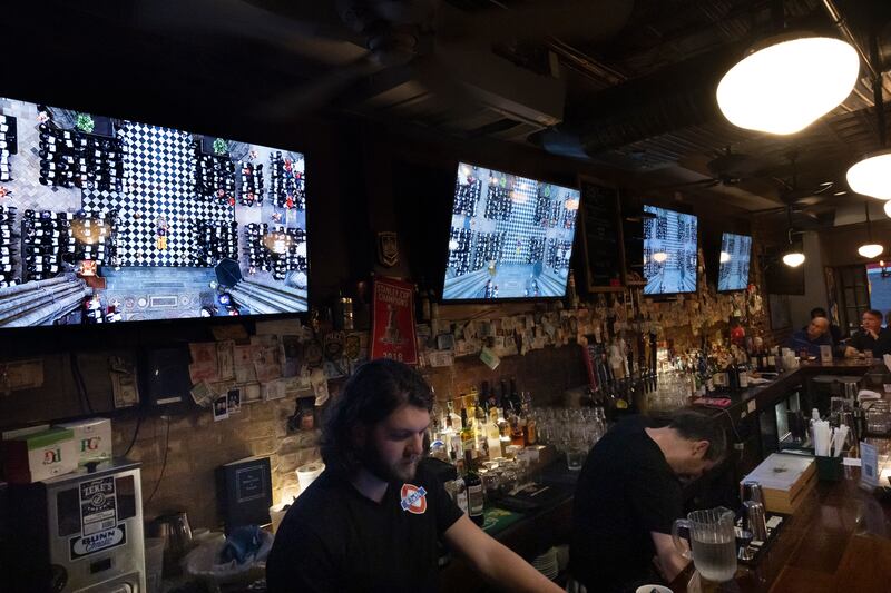 All televisions at The Queen Vic in Washington were tuned into the funeral. EPA