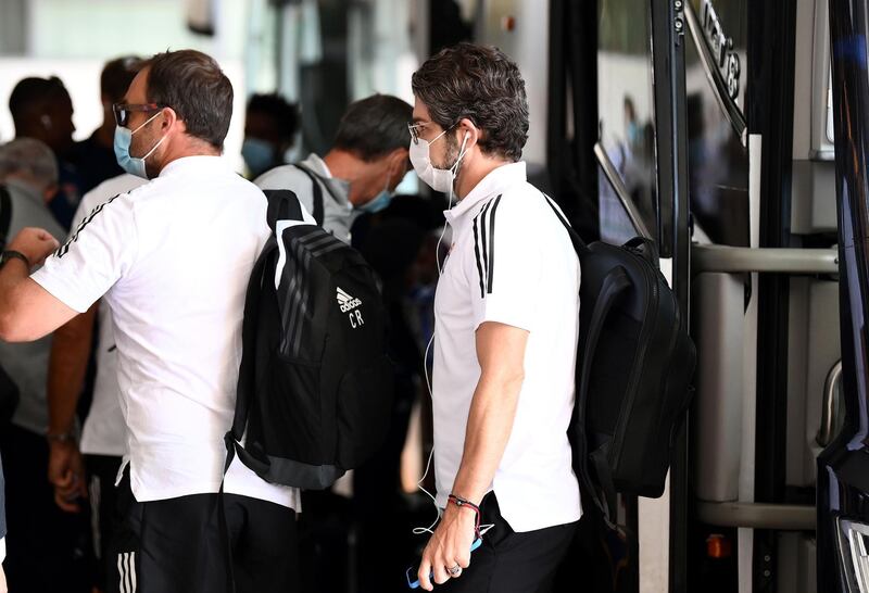 Lyon's Brazilian sports director Juninho arrives at the team hotel in Cascais. AFP
