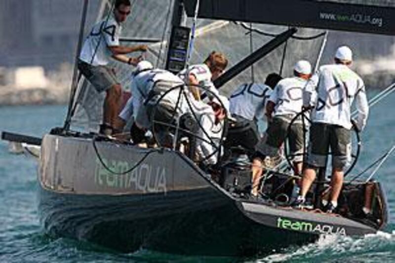 Team Aqua ended day two of the Sea Dubai RC44 Gold Cup on minus one point.