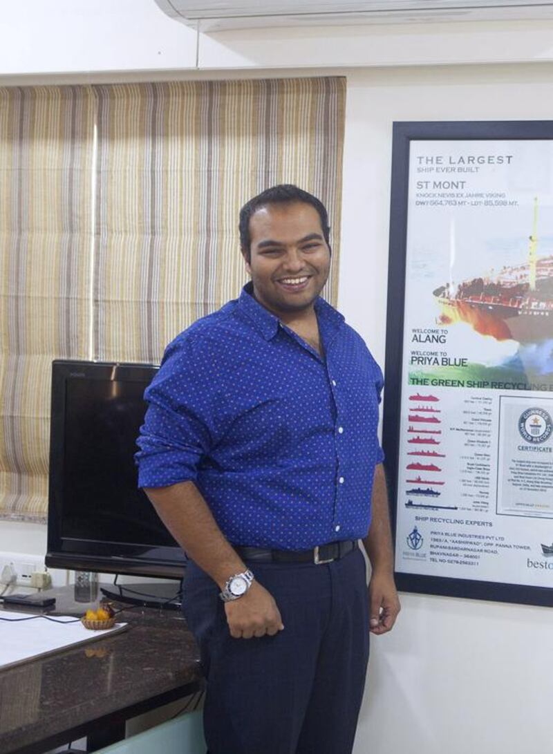 Gaurav Mehta, the director of Priya Blue Industries, which was awarded a Guinness World Records title for breaking the largest ship in the world, Seawise Giant, a tanker. Subhash Sharma for The National
