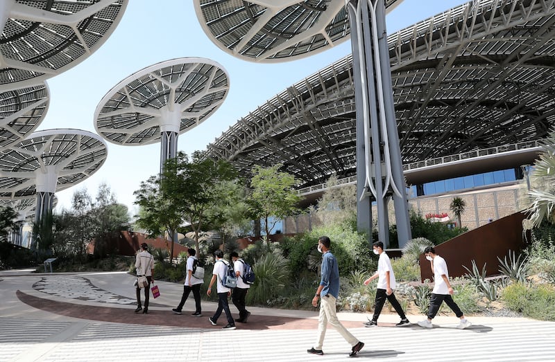 Pupils visit the Expo 2020 Dubai site. Pawan Singh / The National.