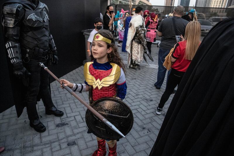 A girl cosplays as DC superhero Wonder Woman.