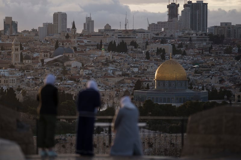 The Mount of Olives, overlooking the Dome of the Rock at the Al Aqsa Mosque compound in the Old City of Jerusalem, on March 7, 2024. AP