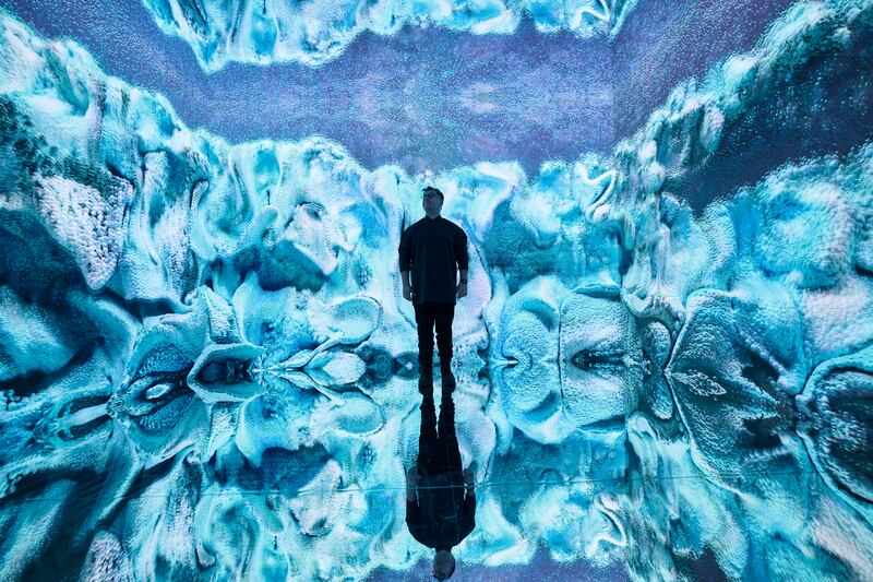 Artist Refik Anadol launches immersive installation ‘Glacier Dreams’ at Art Dubai 2023, Madinat Jumeirah. Getty