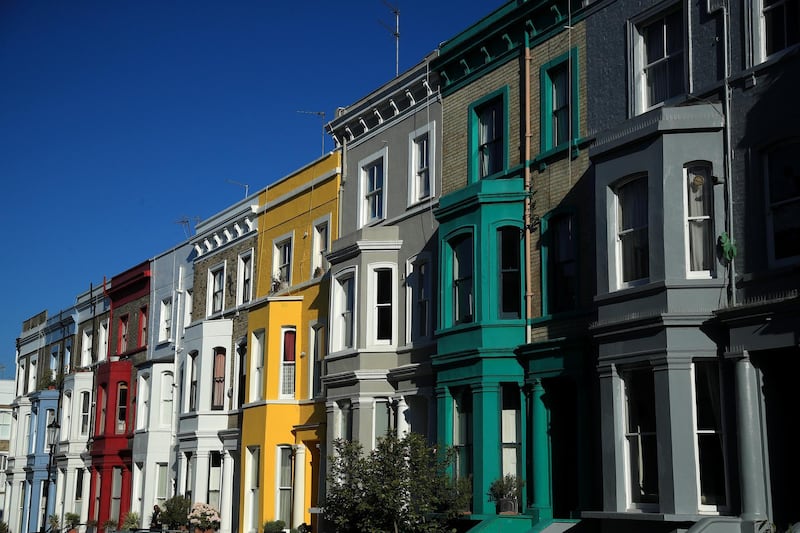 LONDON, ENGLAND  - MAY 15: A general view of the colourful houses of Notting Hill on May 15, 2020 in London, England. The prime minister announced the general contours of a phased exit from the current lockdown, adopted nearly two months ago in an effort curb the spread of Covid-19. (Photo by Andrew Redington/Getty Images)