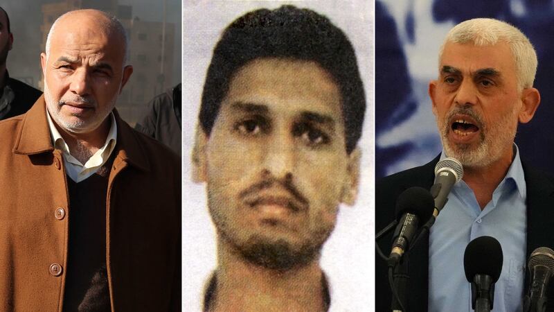 Israel's key Hamas targets: Tawfik Abu Naimm, Mohammed Deif and Yahya Sinwar. AFP; Getty Images