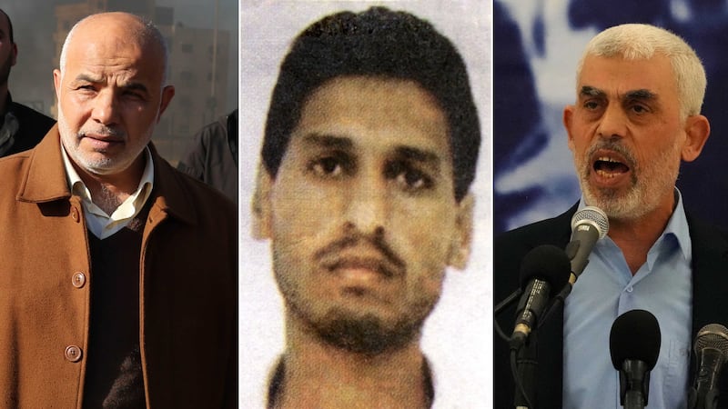 Israel's key Hamas targets: Tawfik Abu Naimm, Mohammed Deif and Yahya Sinwar. AFP; Getty Images