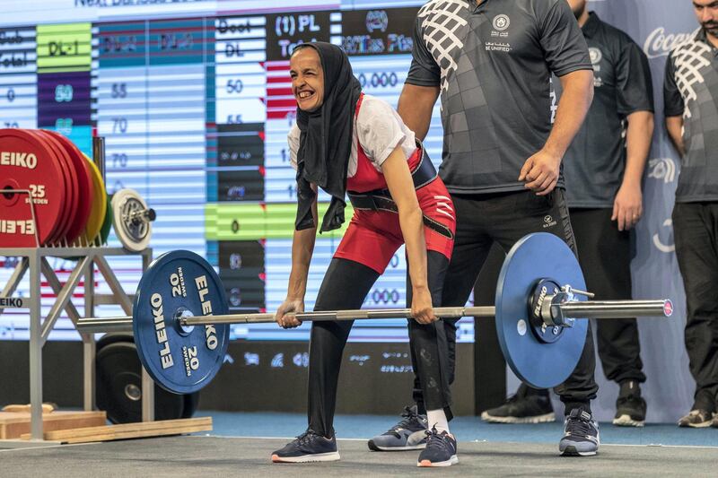 ABU DHABI, UNITED ARAB EMIRATES. 15 MARCH 2019. Special Olympics action at ADNEC. Saud Zayed, Libya at powerlifting. (Photo: Antonie Robertson/The National) Journalist: None: National.