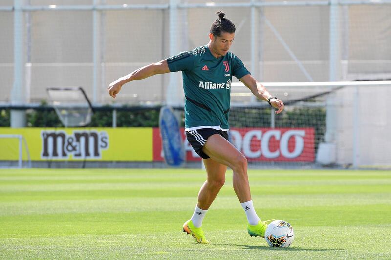 TURIN, ITALY - MAY 25: Juventus player Cristiano Ronaldo during a training session at JTC on May 25, 2020 in Turin, Italy. (Photo by Daniele Badolato - Juventus FC/Juventus FC via Getty Images)