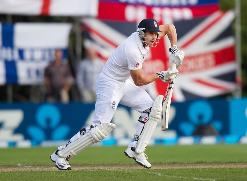 England's Nick Compton bats during day four of the first international cricket test match between New Zealand and England played at the University Oval park in Dunedin on March 9, 2013.   AFP PHOTO / Marty MELVILLE (Photo by Marty Melville / AFP)