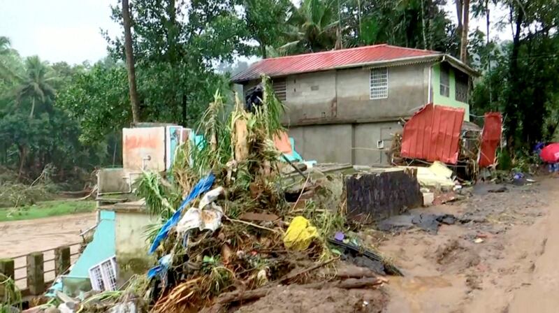 A house damaged by heavy rains in Kottayam. Reuters