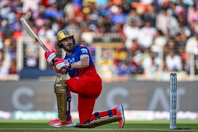 Royal Challengers Bengaluru's captain Faf du Plessis scored 24 off 12 balls before being caught off the bowling of Ravisrinivasan Sai Kishore. AFP
