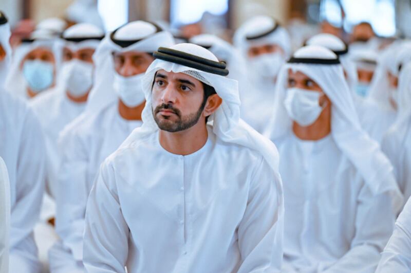 Sheikh Hamdan bin Mohammed, Crown Prince of Dubai, performs prayers at Zabeel Grand Mosque. Photo: Dubai Media Office