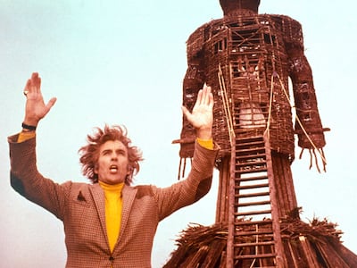 Christopher Lee stars in the acclaimed 1973 folk horror, The Wicker Man. Photo: Warner Bros