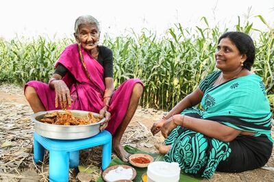 *** EXCLUSIVE - VIDEO AVAILABLE ***

GUDIVADA, INDIA - APRIL 8: Masthannamma, 106 years old, poses for a picture next to the traditional fish recipe she cooked with her Grandaughter Rajni, on April 8, 2017, in Gudivada, India.

A 106-YEAR-OLD cook has become a YouTube sensation after her great grandson posts videos of her traditional dishes. Great grandmother Mastanamma has just celebrated her 106th birthday - making her one of the oldest YouTubers. Mastanamma - or Granny as she is lovingly known - has gained over 200,000 subscribers on her channel Country Foods thanks to great grandson Laxman for showing off her culinary skills. 

PHOTOGRAPH BY Chandra Sena / Barcroft Images

London-T:+44 207 033 1031 E:hello@barcroftmedia.com -
New York-T:+1 212 796 2458 E:hello@barcroftusa.com -
New Delhi-T:+91 11 4053 2429 E:hello@barcroftindia.com www.barcroftmedia.com (Photo credit should read Chandra Sena / Barcroft Images / Barcroft Media via Getty Images)