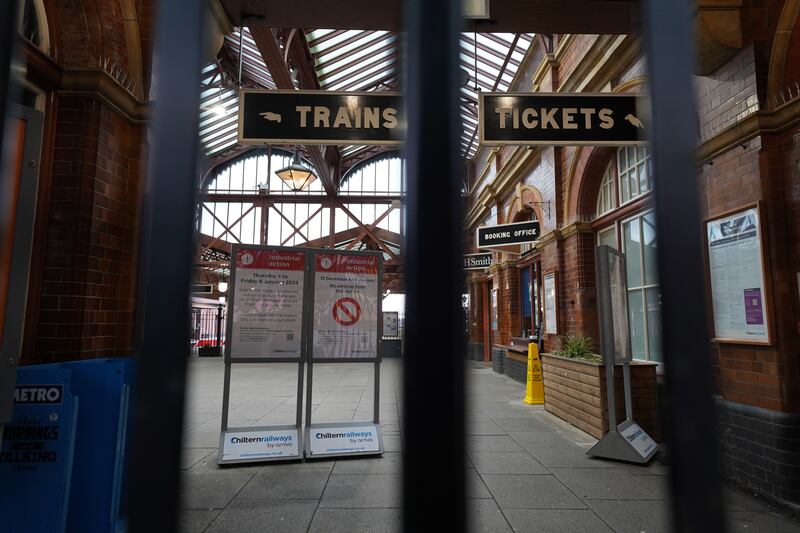 A closed Birmingham Moor Street station during a strike by train drivers from the Aslef union, in a dispute over jobs and pensions. PA