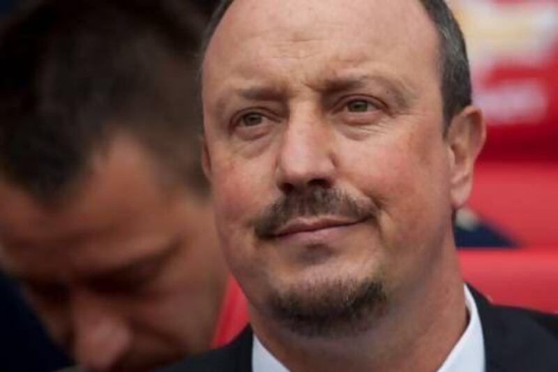 Chelsea's manager Rafa Benitez takes to the touchline before his team's English Premier League soccer match against Manchester United at Old Trafford Stadium, Manchester, England, Sunday May 5, 2013. (AP Photo/Jon Super) *** Local Caption *** Britain Soccer Premier League.JPEG-00db3.jpg