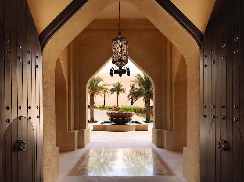 The architecture at the Qasr Al Sarab Desert Resort by Anantara in Abu Dhabi is an example of how the courtyard house and garden style is being reintroduced in the UAE. Courtesy Minor Hotel Group