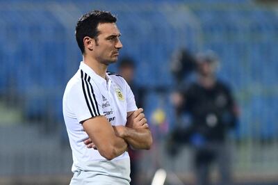 Soccer Football - International Friendly - Argentina v Iraq - Prince Faisal bin Fahd Stadium, Riyadh, Saudi Arabia - October 11, 2018  Argentina coach Lionel Scaloni during the match   REUTERS/Waleed Ali