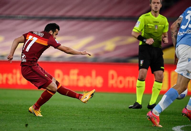 Roma's Pedro scores to make it 2-0. EPA