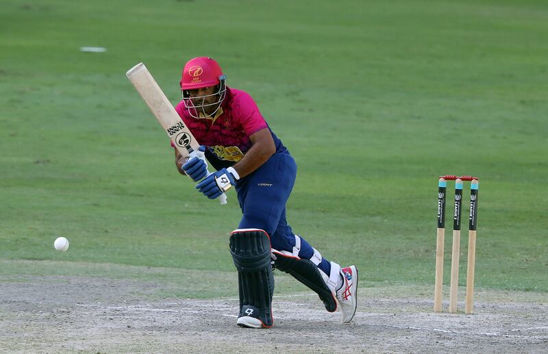 The UAE's Asif Khan on his way to a score of 82 off 115 balls.