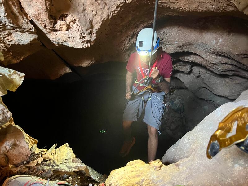 A group of Omani cavers are mapping out the openings. Photo: Salim Alsuqri