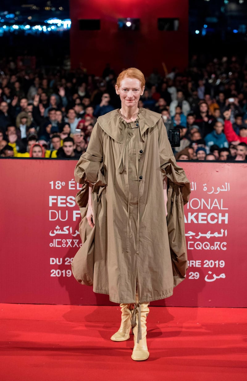 British actress Tilda Swinton attends the Screening of 'Snowpiercer during the 18th annual Marrakech International Film Festival, in Marrakech, Morocco, on Tuesday, December 3, 2019. EPA
