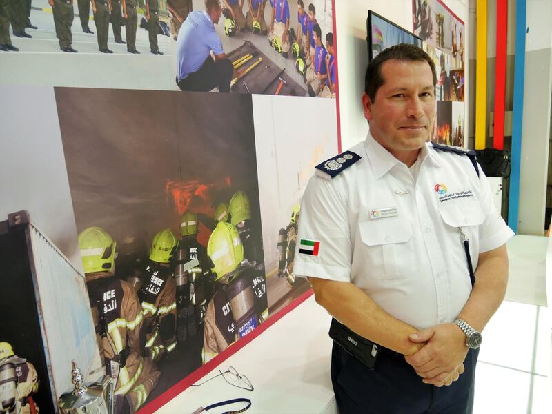 Academic firefighting director Sylvain Theriault of the Emirates Civil Defence Academy at the Careers UAE 2018 event at the World Trade Centre in Dubai.