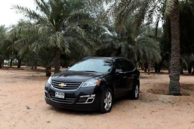 The Chevrolet Traverse is full-size crossover SUV that seats seven or eight people depending on how it's optioned at purchase. Fatima Al Marzooqi / The National