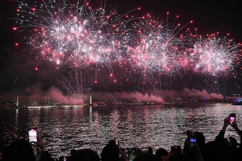 New Year fireworks at Yas Bay in Abu Dhabi. Pawan Singh / The National