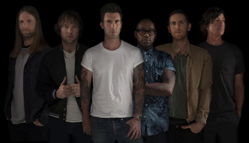 Adam Levine, in white T-shirt, and Maroon 5, whose fifth album continues to offer a mix of killers and fillers. Courtesy Press Here