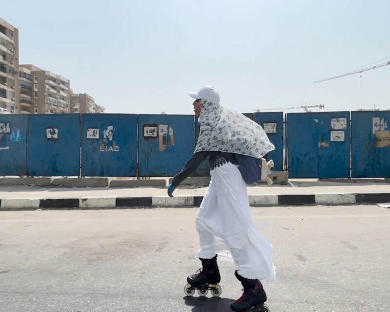 Mohamed Elsayed, co-founder of Cairo Skaters and his team.