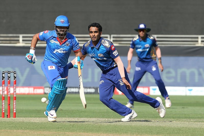 Jayant Yadav of Mumbai Indians during match 51 of season 13 of the Dream 11 Indian Premier League (IPL) between the Delhi Capitals and the Mumbai Indians held at the Dubai International Cricket Stadium, Dubai in the United Arab Emirates on the 31st October 2020.  Photo by: Ron Gaunt  / Sportzpics for BCCI