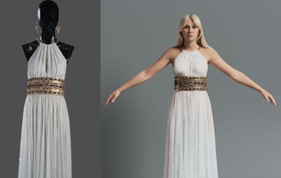 The Dolce & Gabbana shift dress designed for Agnetha Faltskog, held at the waist with a gem-studded belt. Photo: Abba