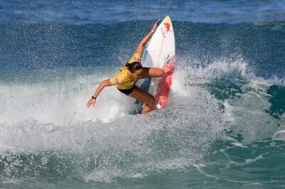 Surfing champion Carissa Moore takes part in a competition in Brazil. Photo: Getty Images

