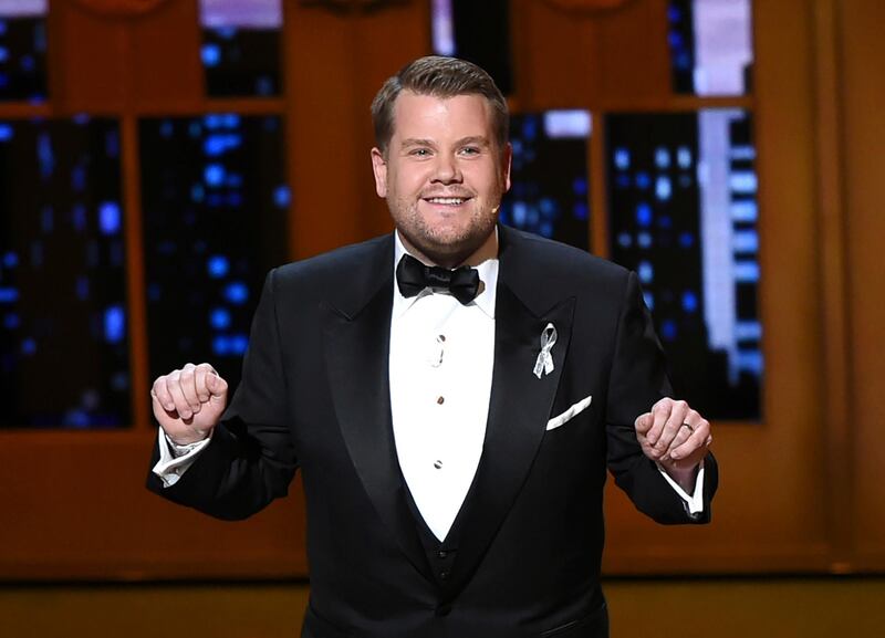 FILE - This June 12, 2016 file photo shows James Corden hosting the Tony Awards in New York. Corden is returning to host the 73rd annual Tony Awards. The American Theatre Wing on Tuesday, March 19, 2019, announced the host of CBSâ€™ â€œThe Late Late Showâ€ will preside over Broadwayâ€™s biggest night which honors the seasonâ€™s best plays and musicals. (Photo by Evan Agostini/Invision/AP, File)