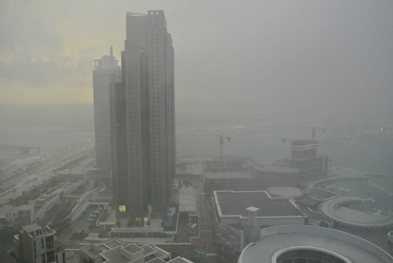 Abu Dhabi woke up to heavy rain today. Robert Gurdebeke / The National