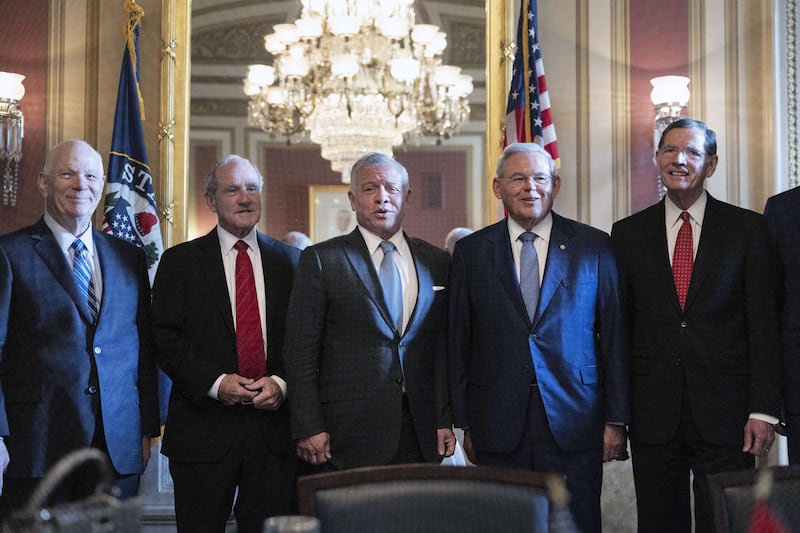 Mr Cardin, far left, joins King Abdullah II of Jordan and other Senate foreign policy leaders for a breakfast meeting at the US Capitol in 2021.