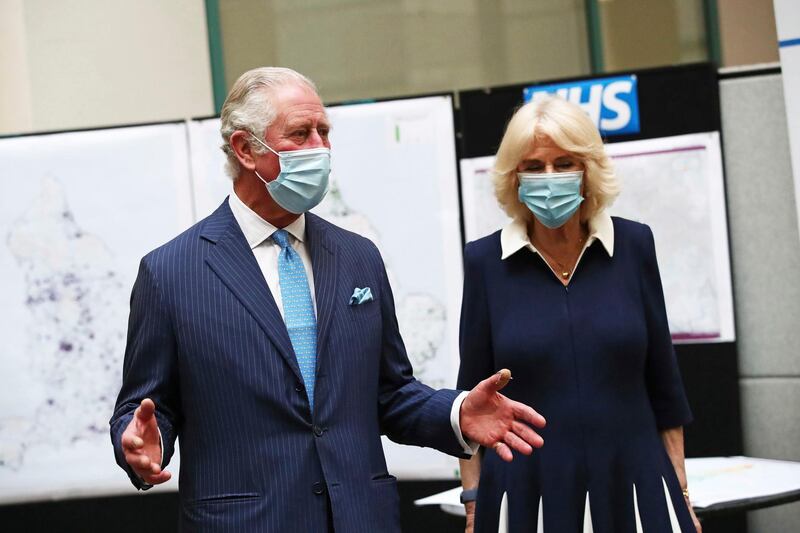 Prince Charles and Camilla visit Skipton House, London, where they are meeting NHS England and Ministry of Defence staff involved in the vaccine rollout. AP Photo
